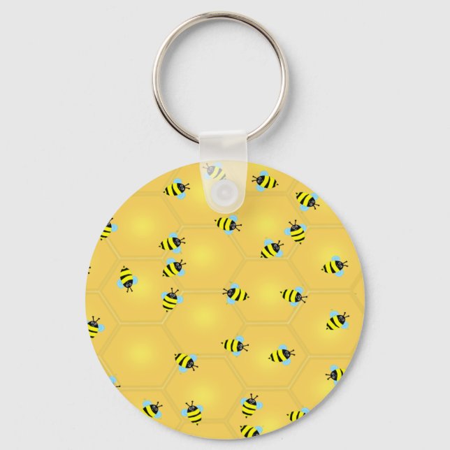 Bees Buzzing Key Ring (Front)
