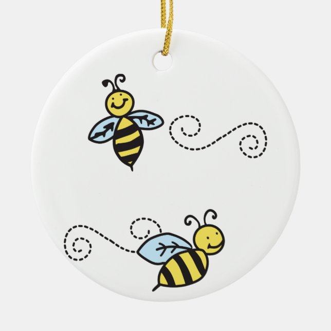 Bees Ceramic Tree Decoration (Front)