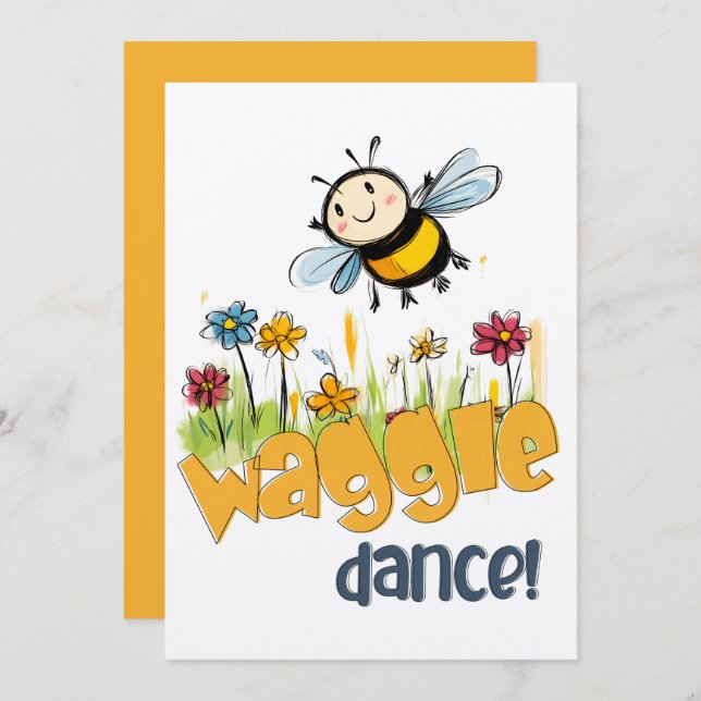 Bees’ Cutesy Waggle Dance رقصة النحل Invitation (Front/Back)