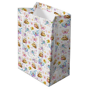 Bees, Dragonflies and Butterflies Kawaii Art Medium Gift Bag