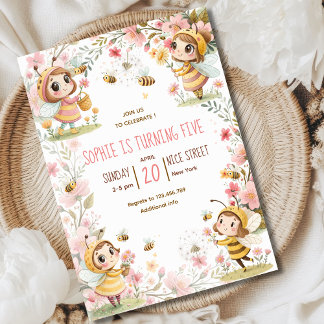 Bees fairy kids  Birthday Invitation