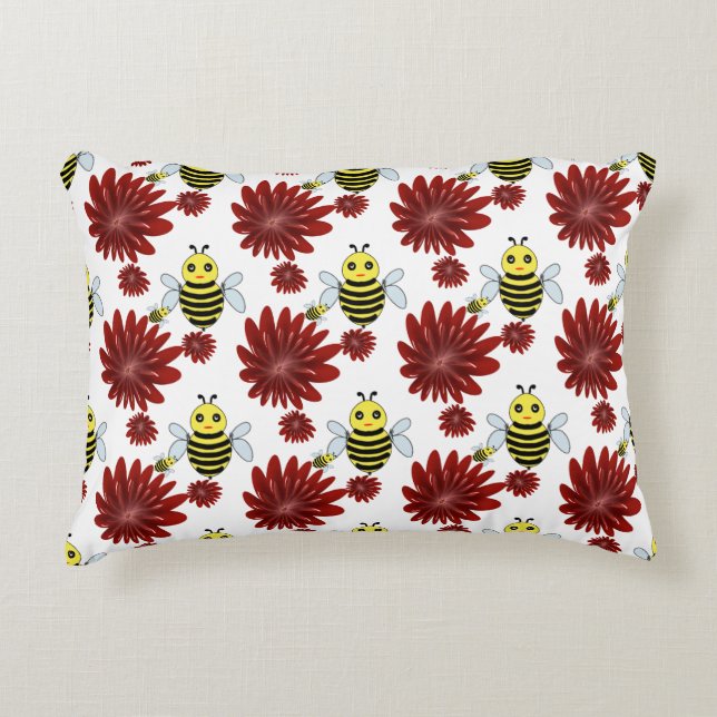 Bees floral pattern  decorative cushion (Front)