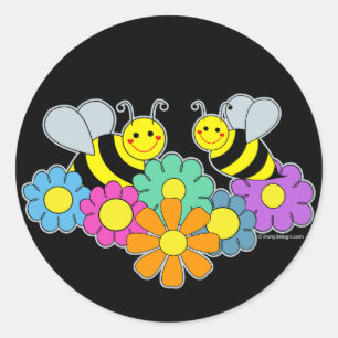Bees & Flowers Classic Round Sticker