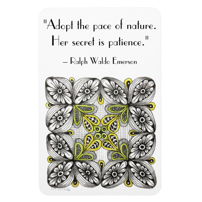 Bees & Flowers Doodle with Quote about Nature  Magnet (Vertical)