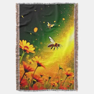 Bees' Golden Pollen Burst Joy Design Throw Blanket