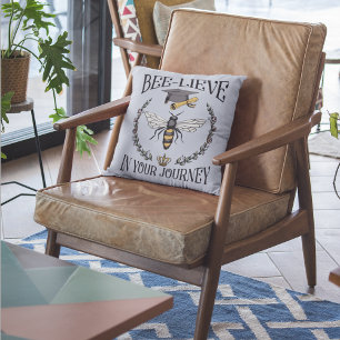 Bees Graduate Bee-lieve in Your Journey Blue Cushion