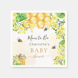 Bees honey yellow florals Baby Shower  Napkin