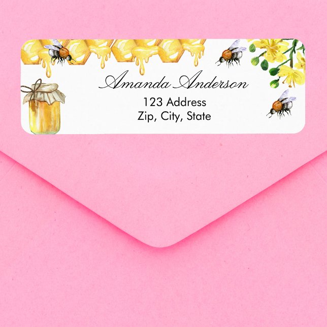 Bees honey yellow florals return address (Creator Uploaded)