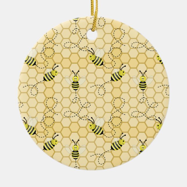 BEES + HONEYCOMB CERAMIC TREE DECORATION (Front)