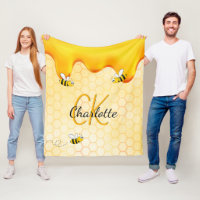 Bees honeycomb honey dripping monogram