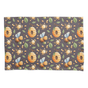 🐝 Bees Honeycomb Leaves Honeydrops Nature Decor  Pillowcase
