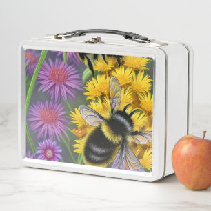 Bees in a Flower Meadow   Metal Lunch Box