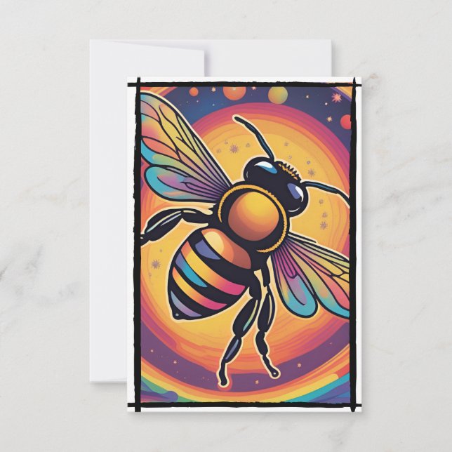 Bees In Space Flat Thank You Card (Front)