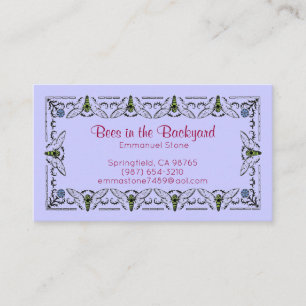Bees in the Backyard Lavender Blue Business Card