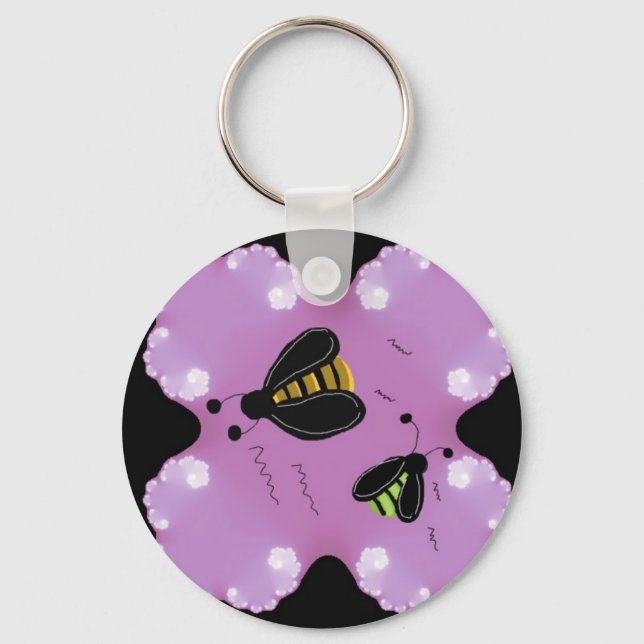 Bees in the Flowers Key Ring (Front)