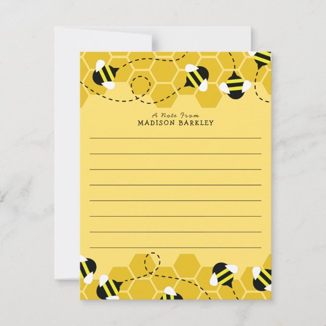 Bees Kid's Cute Flat Stationary Cards (Front)