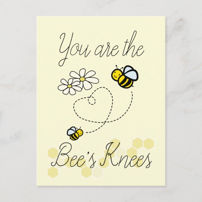 Bee's Knees Cute Bumble Bees Valentine's Postcard (Front)