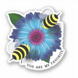 Bee's Lunch Date on Blue Flower