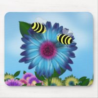 Bee's Lunch Date on Blue Flower