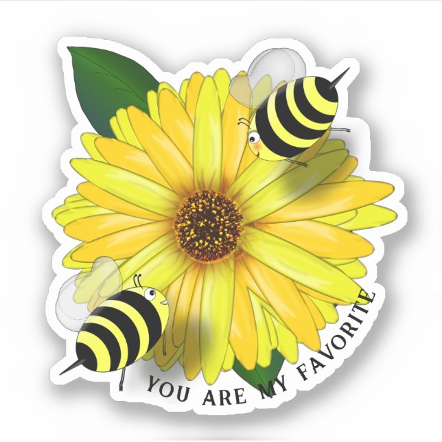 Bee's Lunch Date on Yellow Flower (Front)