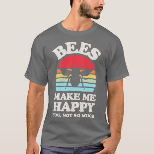 Bees Make Me Happy Sunset Retro for Men Women Boy T-Shirt