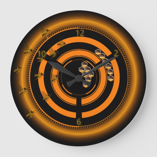 Bees modern futuristic large clock (Front)