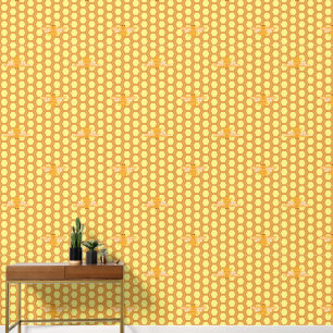Bees on honeycomb pattern Wallpaper