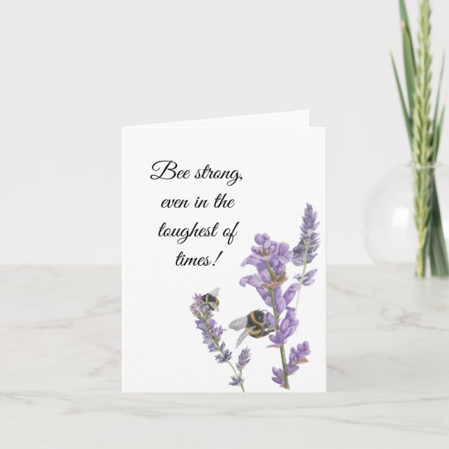 Bees on Lavender - Encouraging Note Card (Front)