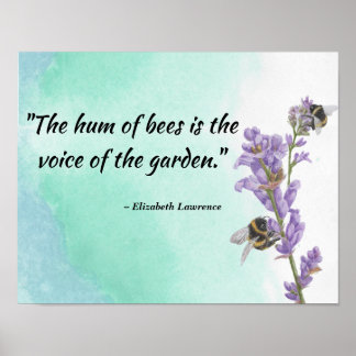 Bees on Lavender with Quote about Bees Print