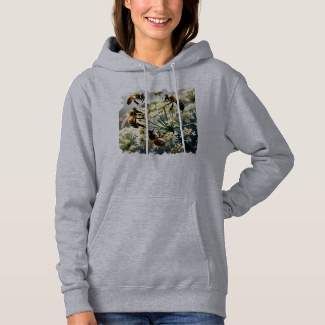 Bees on Parsnip flowers Hoodie (Front)