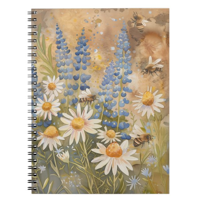Bees on Wildflowers Notebook by PS Nature Designs (Front)