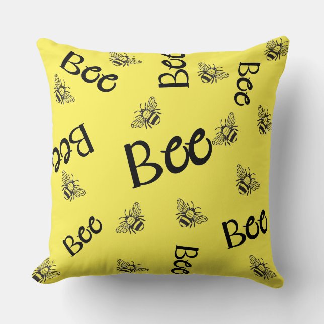bees patterns flying all over cushion (Front)