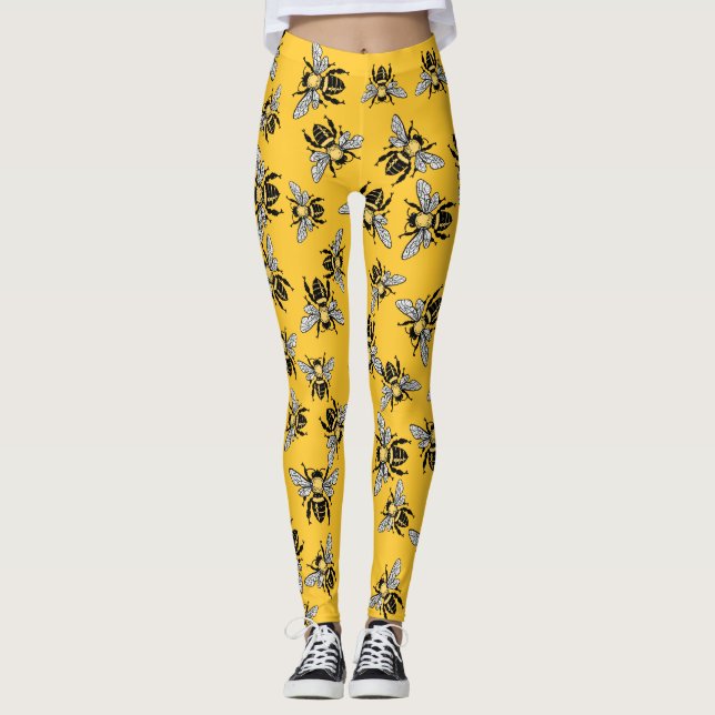 Bees Please Realistic Bees Leggings (Front)