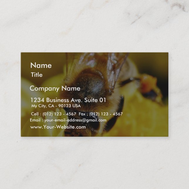 Bees Pollen Insects Wings Macro Bugs Business Card (Front)