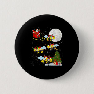 Bees Santa Sleigh Flying Funny Magical Christmas T 6 Cm Round Badge