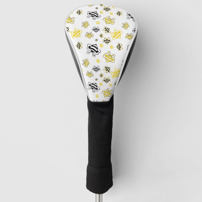 Bees Sketch Pattern Golf Club Head Cover – Fun Bee (Front)