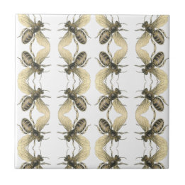 Bees Stripe Brown Gold | Ceramic Tile