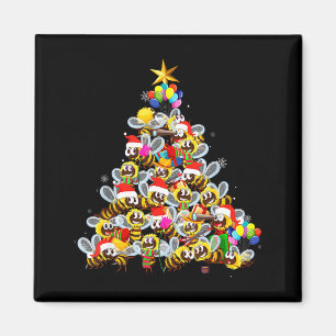 Bees Tree Christmas Sweater Xmas For Bees Lover Magnet