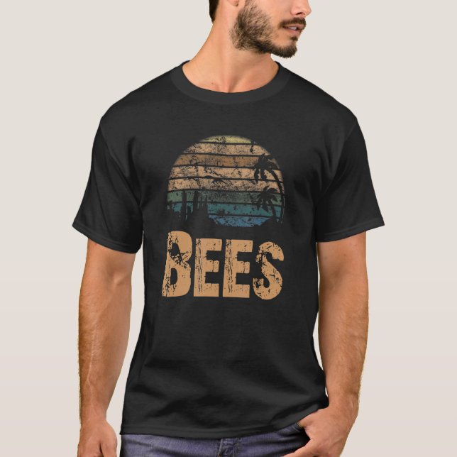 Bees Vintage Sunset Distressed T-Shirt (Front)