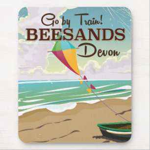 Beesands Beach Devon vintage travel poster Mouse Pad