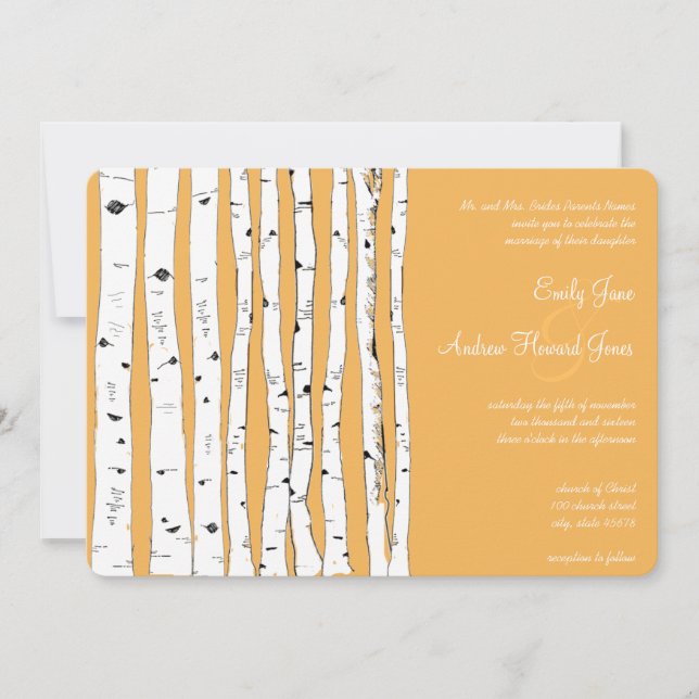 Beeswax Birch Tree Wedding Invitations (Front)