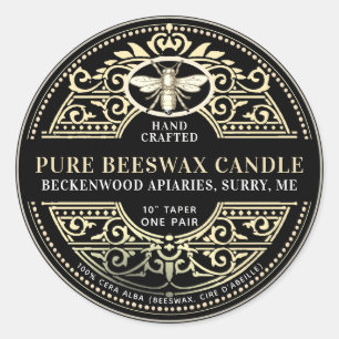 Beeswax Candle Heraldic Bee Product Label