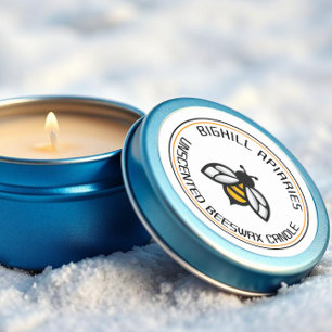 Beeswax Candle Label Yellow Bee