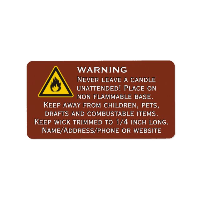 Beeswax Candle Red Warning Label (Front)