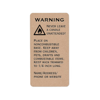 Beeswax Candle Warning Kraft Paper Vertical Label