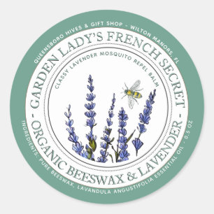 Beeswax Lavender Mosquito Repellant Lotion Bar Bee Classic Round Sticker
