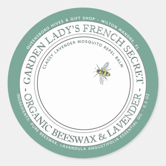 Beeswax Lavender Mosquito Repellant Lotion Bar Bee Classic Round Sticker (Front)