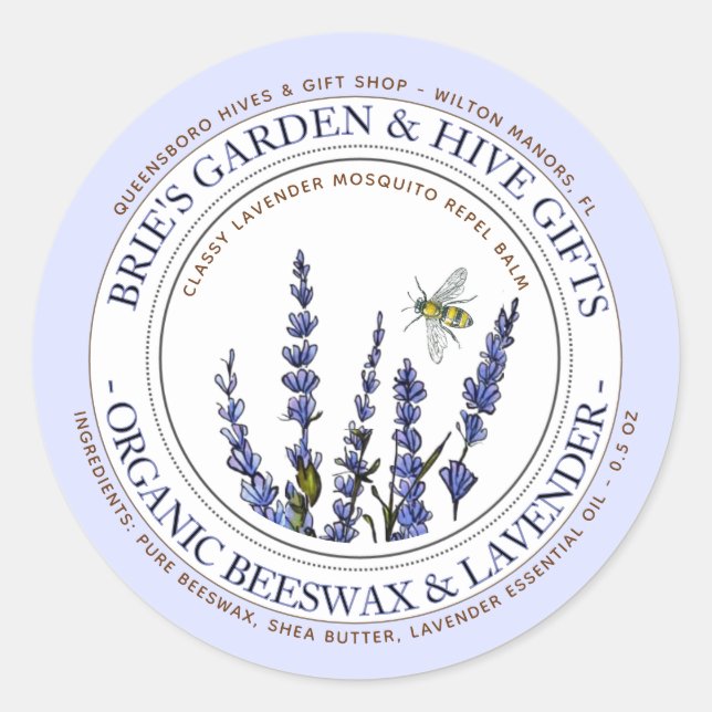 Beeswax Lavender Mosquito Repellant Lotion Bar  Classic Round Sticker (Front)