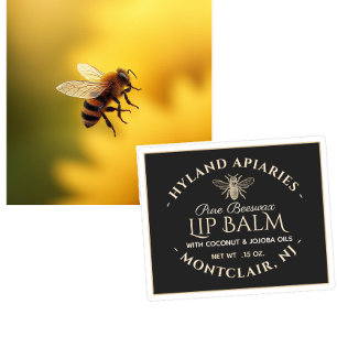 Beeswax Lip Balm Labels 2.125" x 1.75" Black Kraft