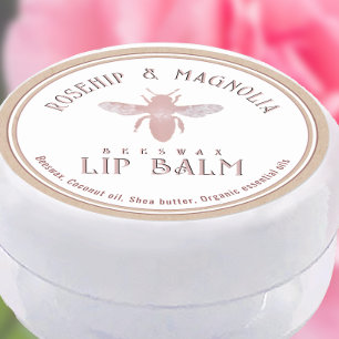 Beeswax Lip Balm Stylised Pink Queen Bee Kraft Classic Round Sticker